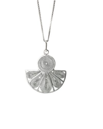 Handmade Abanico Fan Pandero Pendant - Sterling Silver