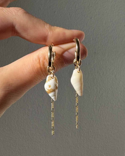 Tiger Cone Seashell Earrings - 14K Gold Filled