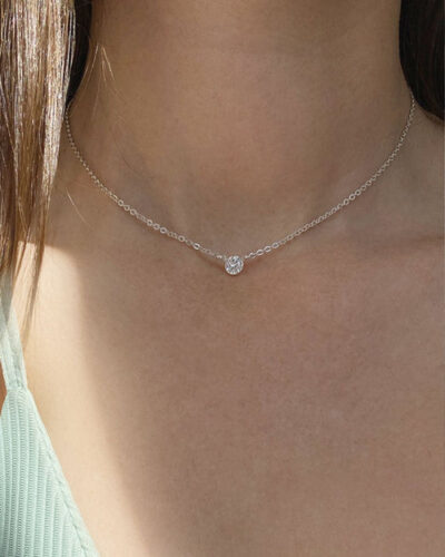 Purity Tiny Crystal Necklace - Sterling Silver (40cm / 16")