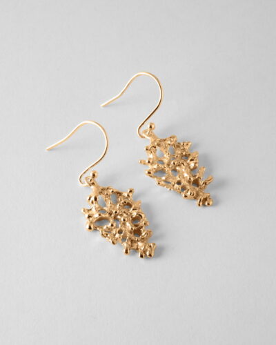 Crown Coral Earrings - 9ct Yellow Gold