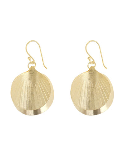 Large Double Shell Earrings - Yellow Gold