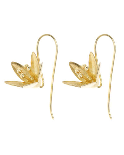 Lily Flower Earrings - Yellow Gold