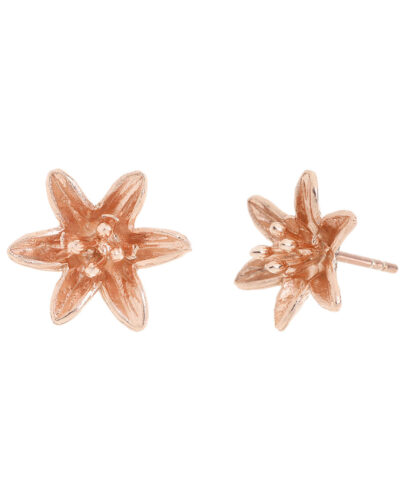 Lily Flower Stud Earrings - Rose Gold Plated