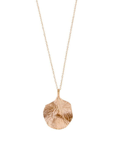 Textured Wavy Leaf Pendant - Rose Gold Plated