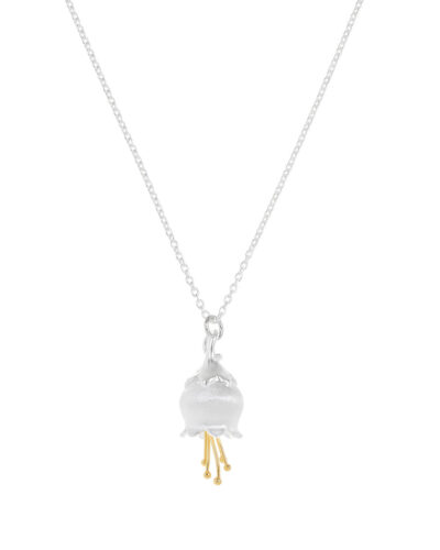 Bluebell Flower Pendant - Silver & Yellow Gold
