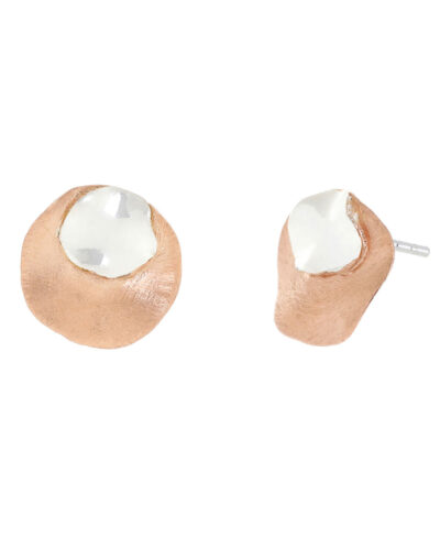 Two Plain Circles Stud Earrings - Sterling Silver & Rose Gold Plated