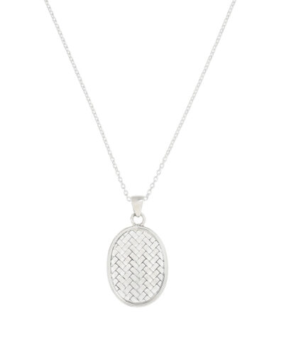 Basket Weave Oval Frame Pendant - Sterling Silver