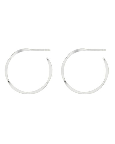 Pinched Type Open Hoop Earrings - Sterling Silver