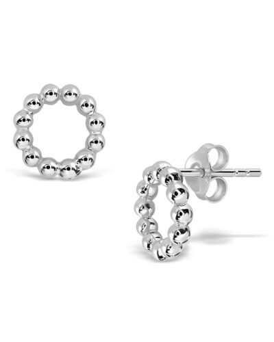 Small Ball Hoop Wreath Stud Earrings - Sterling Silver