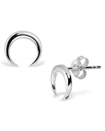 Small Crescent Moon Stud Earrings - Sterling Silver