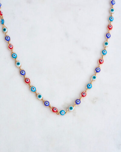 Evil Eye Beaded Necklace (18 inch / 45cm) - 18K Gold Filled