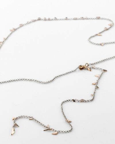 Gold Spikes Tail Necklace - Sterling Silver & 9ct Gold