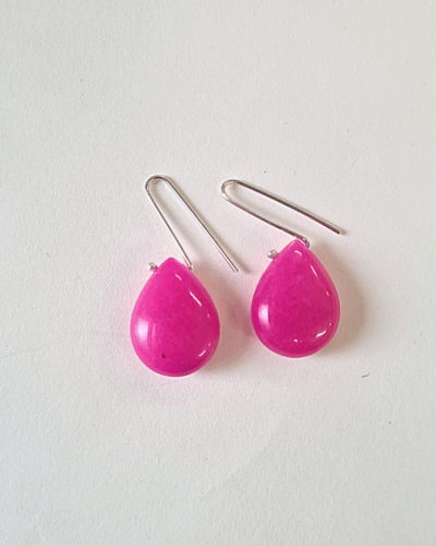 Pink Agate Drops - Sterling Silver