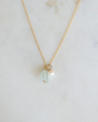 Aquamarine Fancy Pearl Necklace - 14K Gold Filled