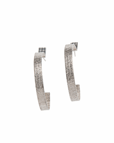 Circa Fabric Hoop Earrings - Sterling Silver