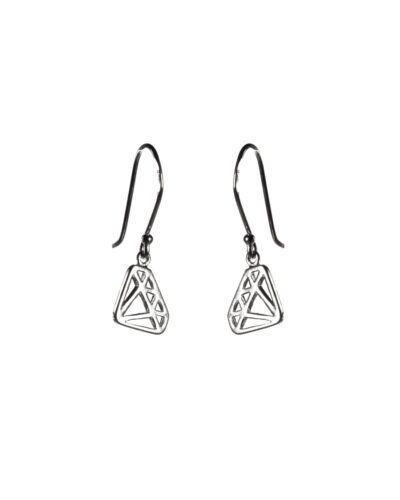 Small Diamond Shape Dangle Earrings - Sterling Silver