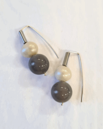 Pearl & Chalcedony Earrings - Sterling Silver