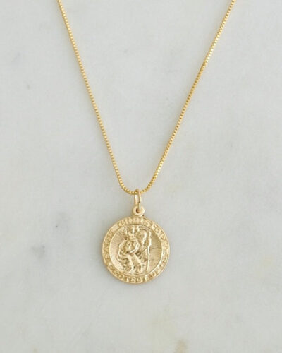 St Christopher Medallion Necklace (18 inch / 45cm) - 18K Gold Filled