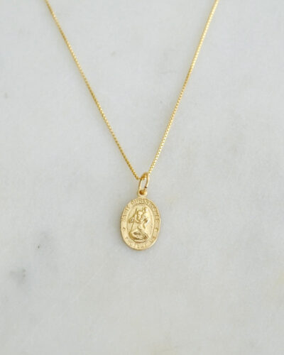 Small St Christopher Medallion Necklace (18 inch / 45cm) - 18K Gold Filled
