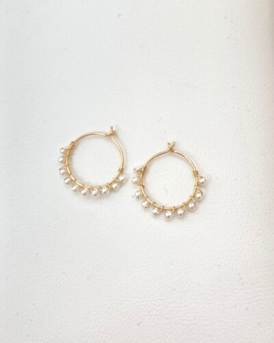 Shell Pearl Hoop Earrings - 14K Gold Filled