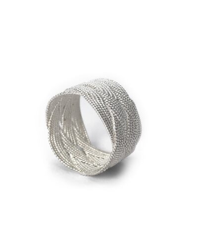 Hand Woven Braided Twisted Band Ring - Sterling Silver