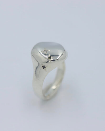 In The Stars Women's Signet Ring - 9ct White Gold, Diamond