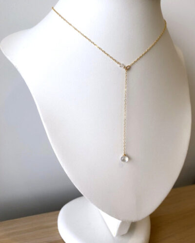 Royal Blue Moonstone Y Necklace (18 inch / 45cm) - 14K Gold Filled