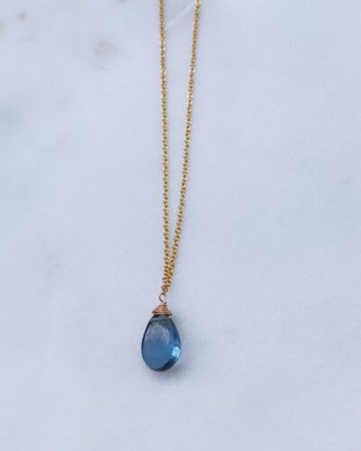 Siberian Blue Quartz Drop Necklace - 14K Gold Filled