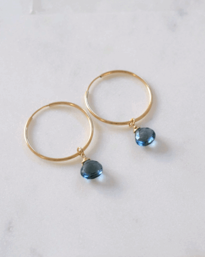 London Blue Topaz Hoop Earrings - 14K Gold Filled