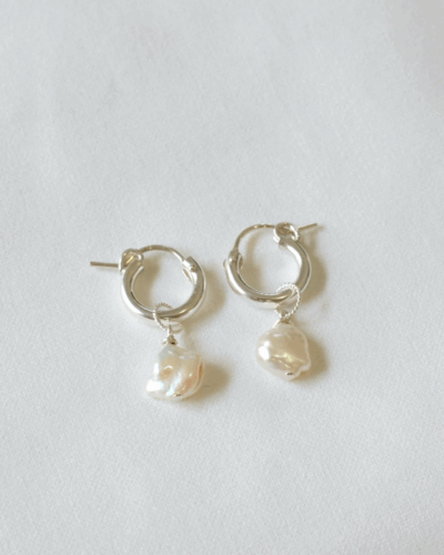 Keshi Huggie Hoops - Sterling Silver - Sterling Silver