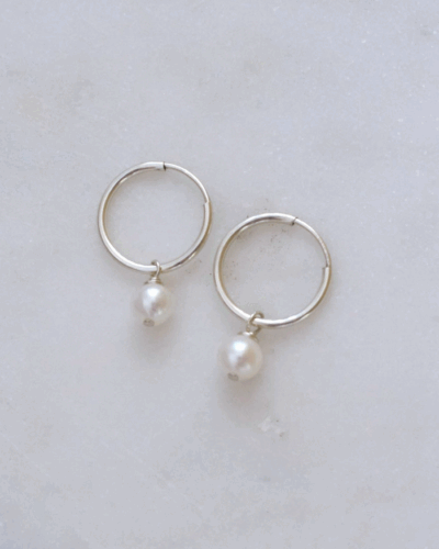 Pearl Infinity Hoops - Sterling Silver  - Sterling Silver