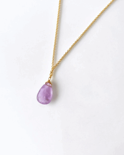 Amethyst Drop Necklace - 14K Gold Filled