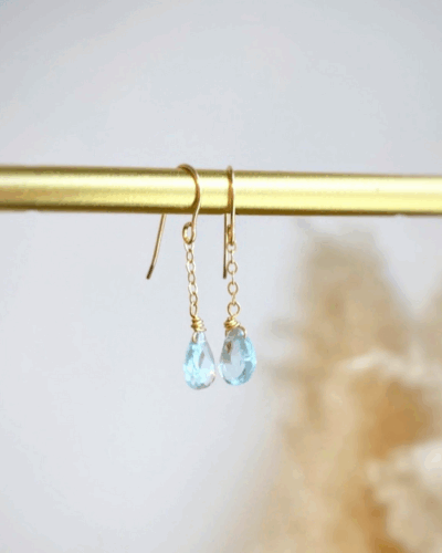 Aquamarine Simple Earrings - 14K Gold Filled