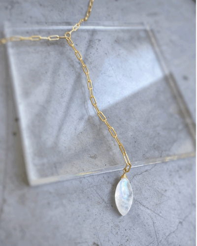 Moonstone Zara Lariat Necklace - 18K Gold Filled