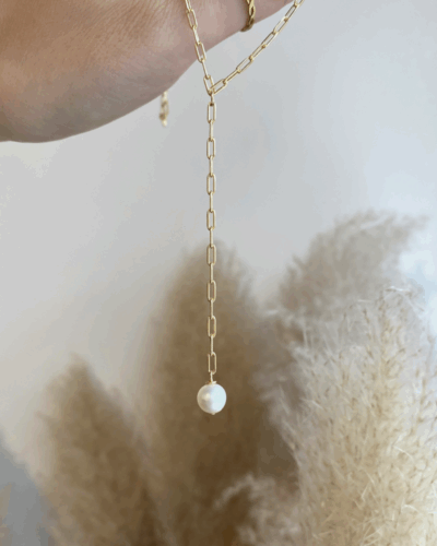 Zara Lariat Pearl Necklace - 18K Gold Filled