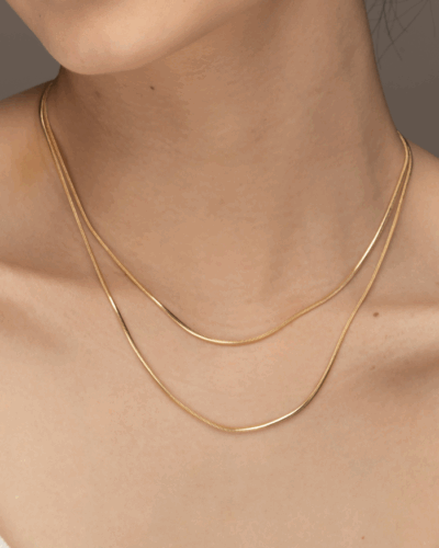 Ava Flat Snake Necklace (16 inch / 40cm) - 18K Gold Filled