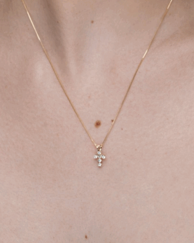 Cross Crystal Necklace - 18K Gold Filled