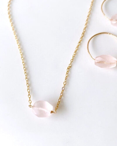 Rose Quartz Point Necklace (18 inch / 45cm) - 14K Gold Filled