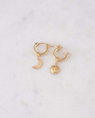 The Sun and Moon Huggie Hoops - 14K Gold Filled