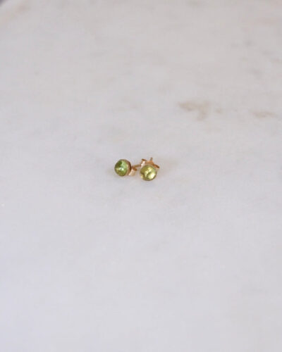 Peridot Round Stud Earrings - 14K Gold Filled