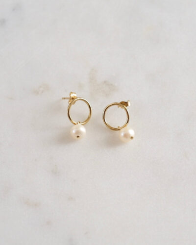 Circle Pearl Earrings - 14K Gold Filled