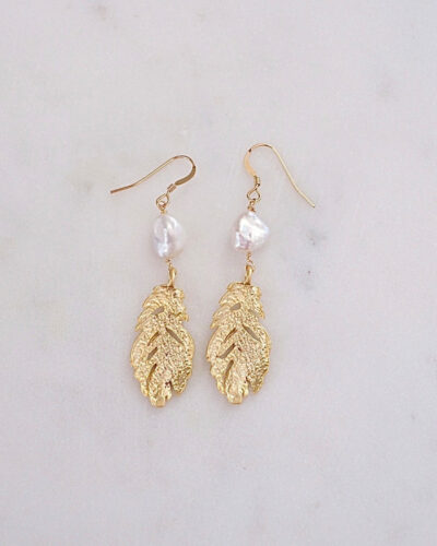 Feather Pearl Earrings (Keshi Pearl) - 14K Gold Filled