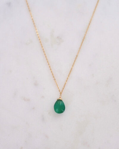 Green Onyx Necklace - 14K Gold Filled