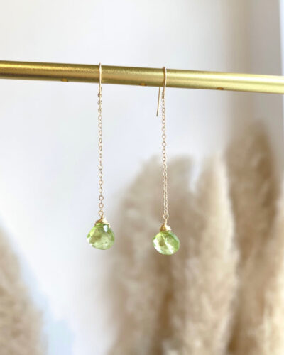 Peridot Long Drop Earrings - 14K Gold Filled
