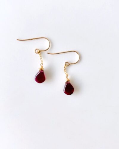 Garnet Simple Earrings - 14K Gold Filled