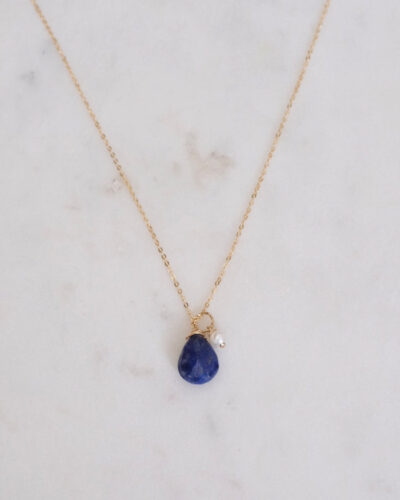 Lapis Lazuli Pearl Necklace - 14K Gold Filled