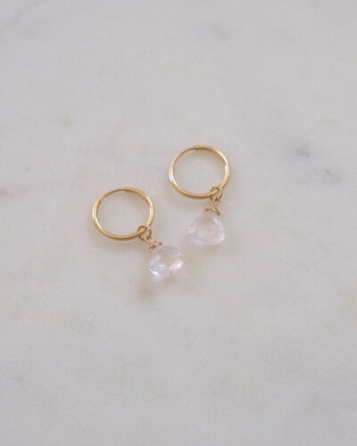 Rose Quartz Mini Infinity Hoops - 14K Gold Filled