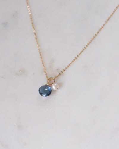 London Blue Topaz Pearl Necklace - 14K Gold Filled