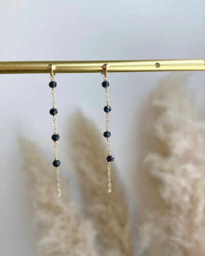 Black Onyx Swaggy Earrings (55mm) - 14K Gold Filled