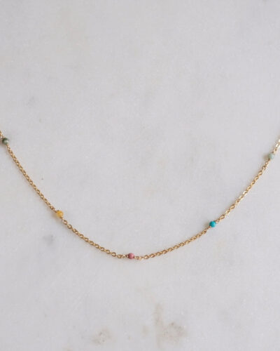 Pastel Beaded Necklace (14 inch / 35cm) - 18K Gold Filled